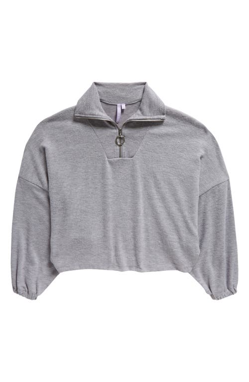 Good Luck Girl Kids' Batwing Quarter Zip Crop Sweatshirt Ht Grey at