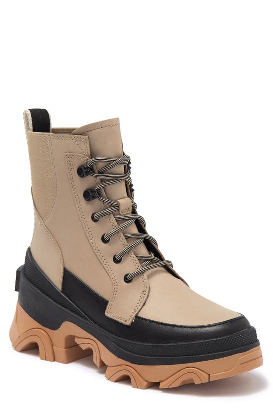 Sorel Brex™ Lace-up Waterproof Bootie In Sandy Tan Black