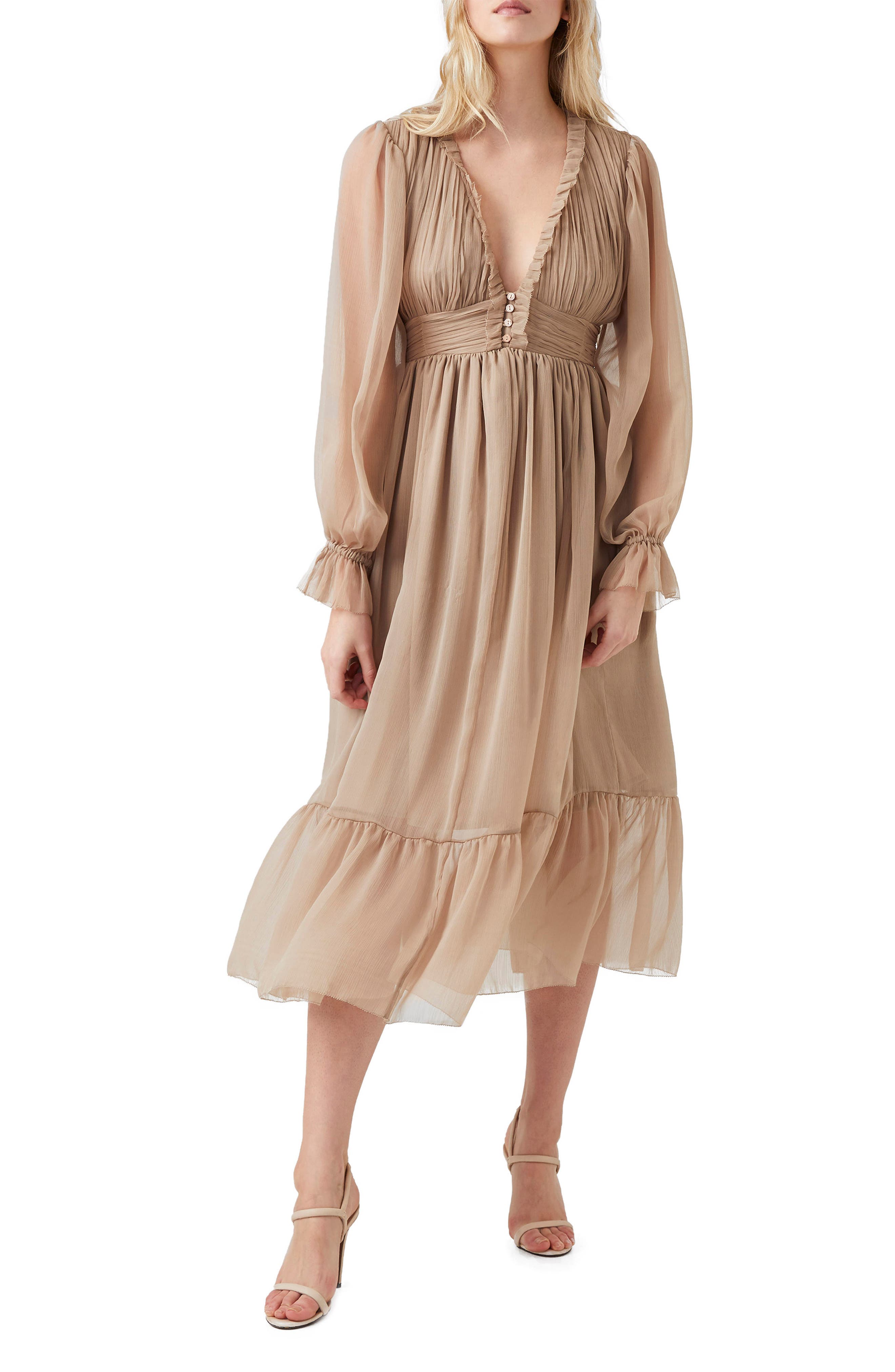 Women's French Connection Alta Pleated Lone Sleeve Dress | Smart