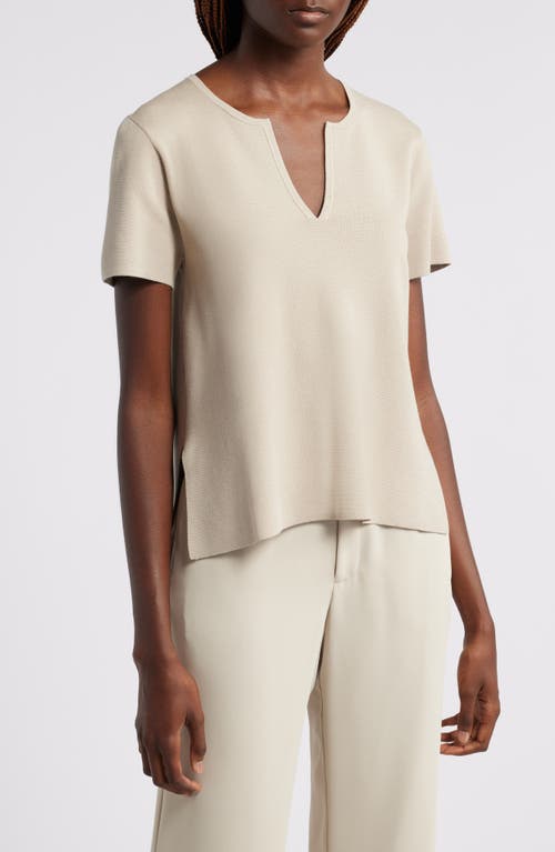 Wyeth Aster Short Sleeve Split Neck Sweater in Taupe 