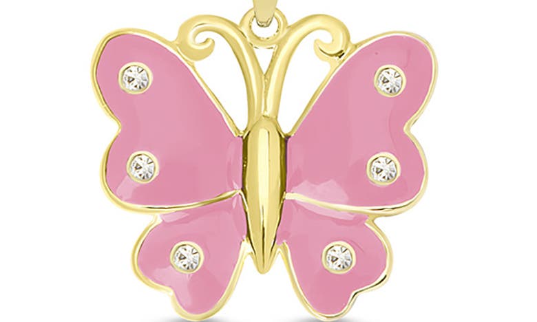 Shop Lily Nily Kids' Crystal Butterfly Pendant Necklace In Pink