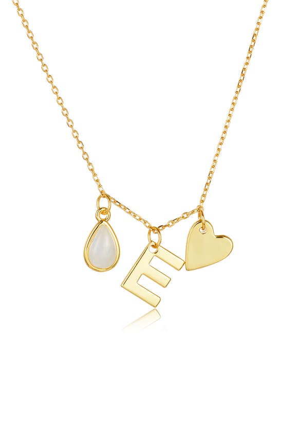 Adornia 14k Yellow Gold Vermeil Moonstone Initial Necklace In Gold-e