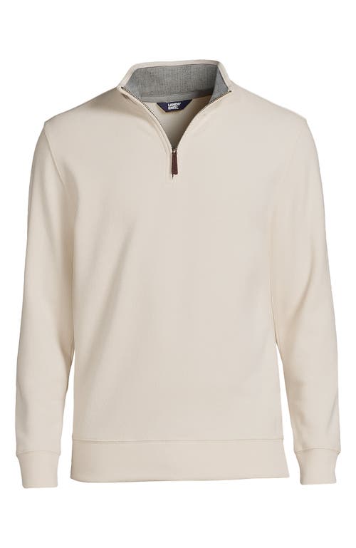 Shop Lands' End Bedford Rib Quarter Zip Sweater In Antique Alabaster