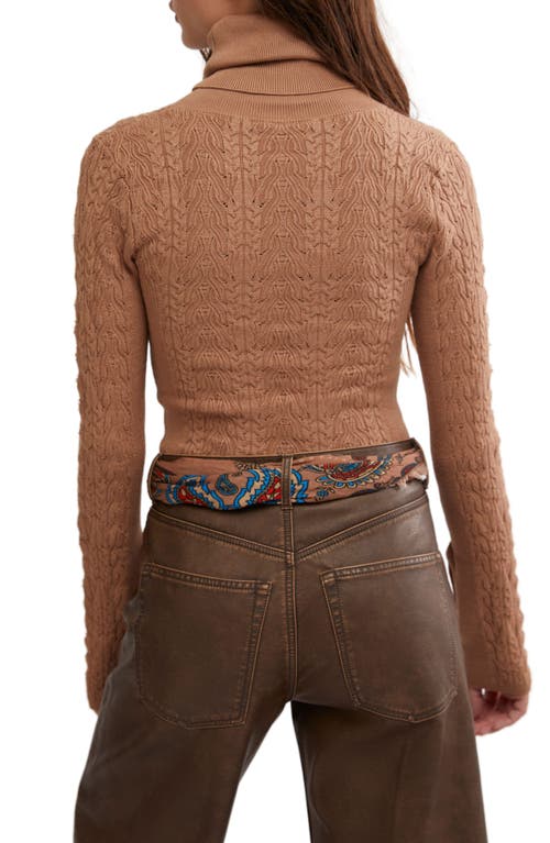 Shop Free People Maddie Button Cuff Turtleneck Sweater In Cafe Latte