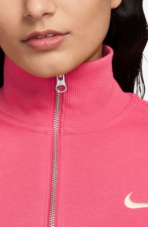 Shop Nike Sportswear Phoenix Fleece Crop Sweatshirt In Aster Pink/sail