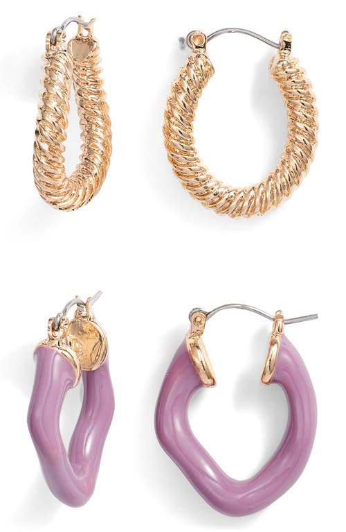 8 Other Reasons Paris Set of 2 Hoop Earrings in Purple