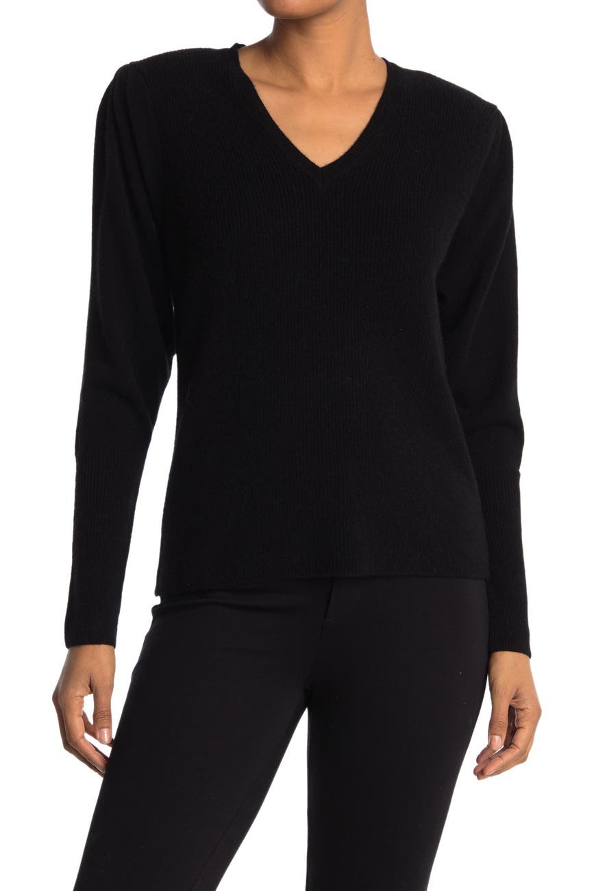 Nicole Miller | V-Neck Puff Sleeve Cashmere Sweater | Nordstrom Rack