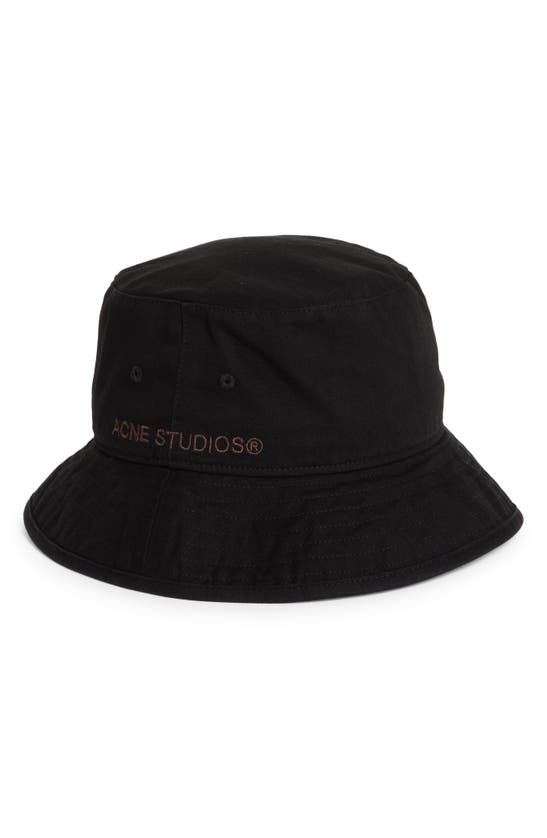 Acne Studios Brimmo Logo Embroidered Cotton Twill Bucket Hat In Black
