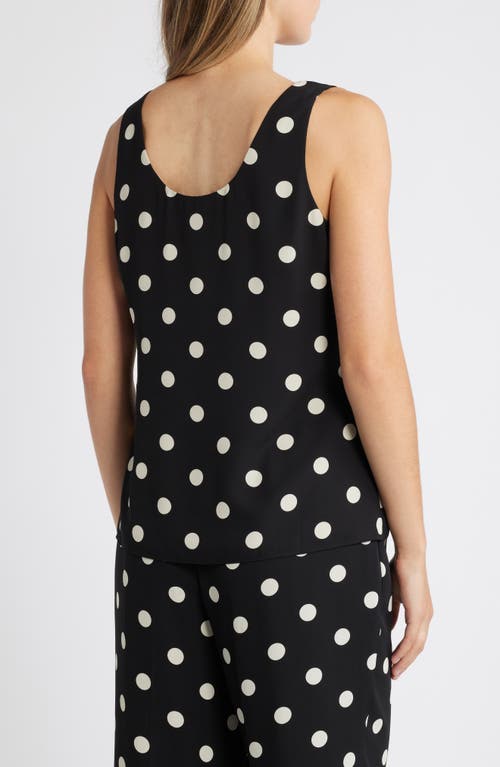 Shop Anne Klein Polka Dot Scoop Neck Shell In Anne Black/anne White