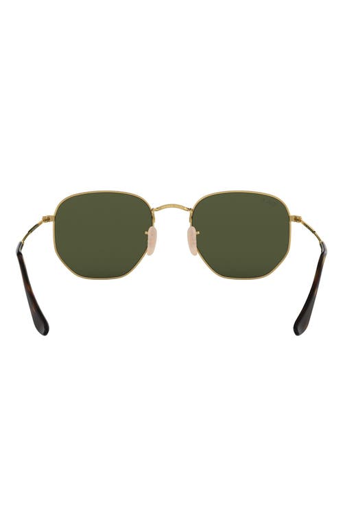Ray Ban Ray-ban Ray-ban Polarized Hexagonal Rb3548n-001-5851-21 Gold Geometric Sunglasses In Gold/green Polar