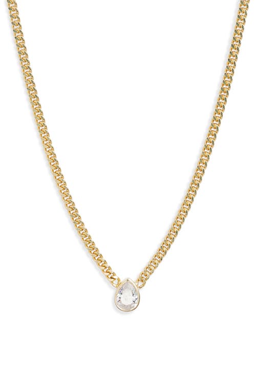 SHYMI Fancy Bezel Pendant Necklace in Gold/White/pear Cut at Nordstrom, Size 16