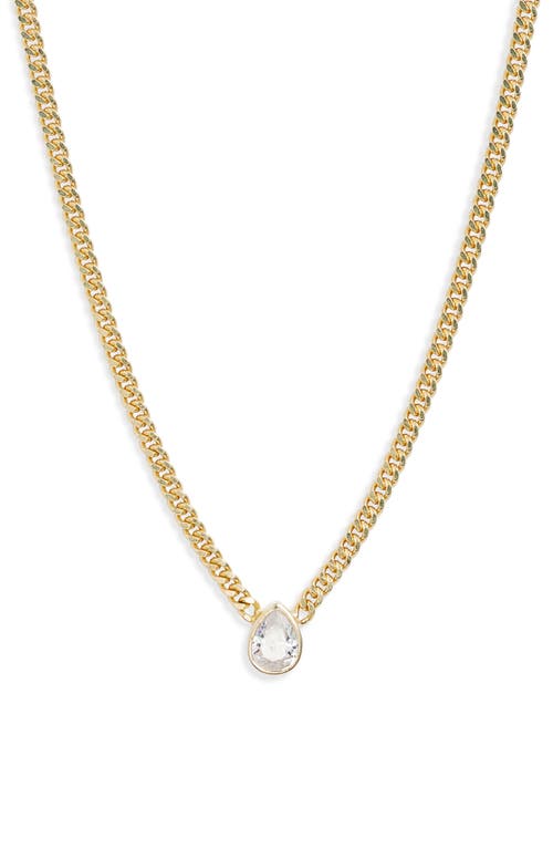 Shymi Fancy Bezel Pendant Necklace In Gold/white/pear Cut