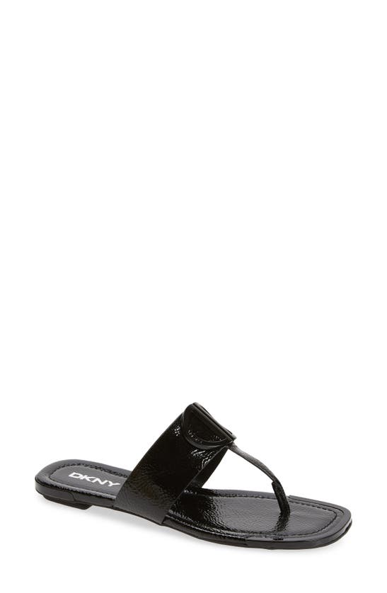Dkny Halcott Flip Flop Sandal In Black Patent