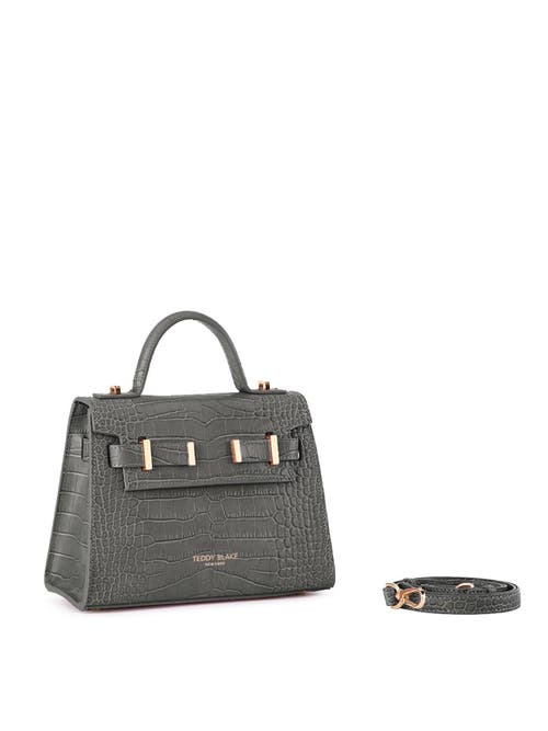 Shop Teddy Blake Ava Croco Gold 9" In Grey