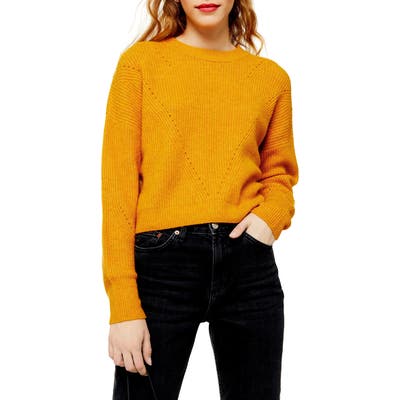 Petite Topshop Super Soft Pointelle Sweater, Yellow