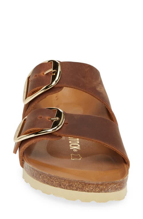 Shop Birkenstock Arizona Big Buckle Slide Sandal In Antique Cognac Oiled Leather