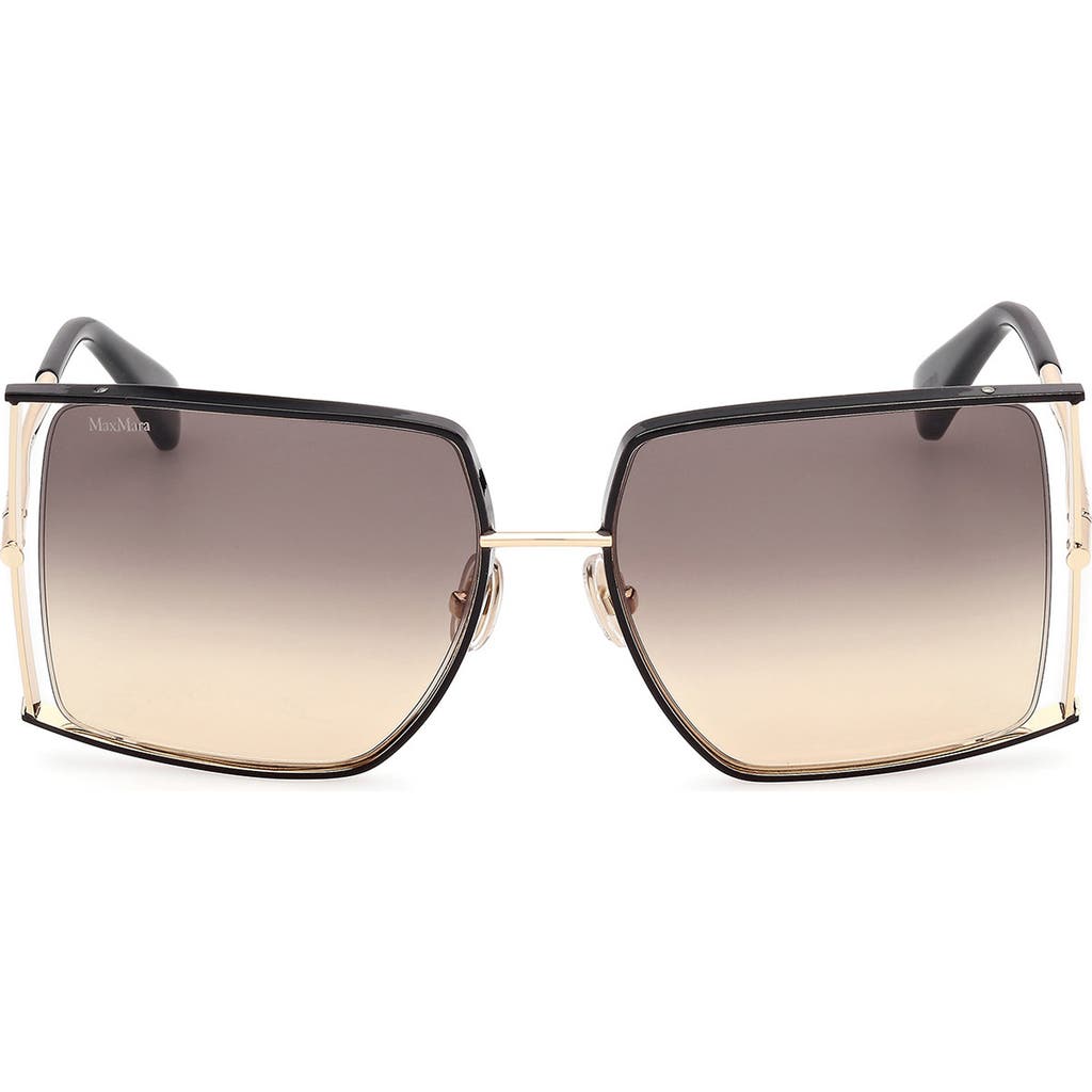 Max Mara 68mm Gradient Oversize Rectangular Sunglasses In Gold/black/grad Smoke Peach