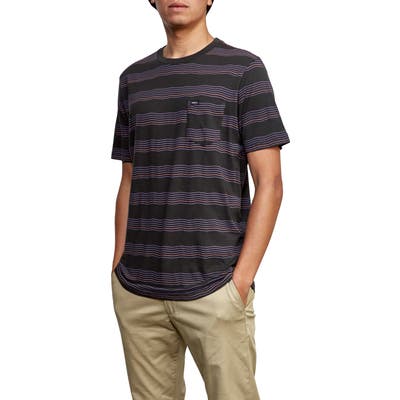 Rvca Wavy Stripe Pocket T-Shirt, Black