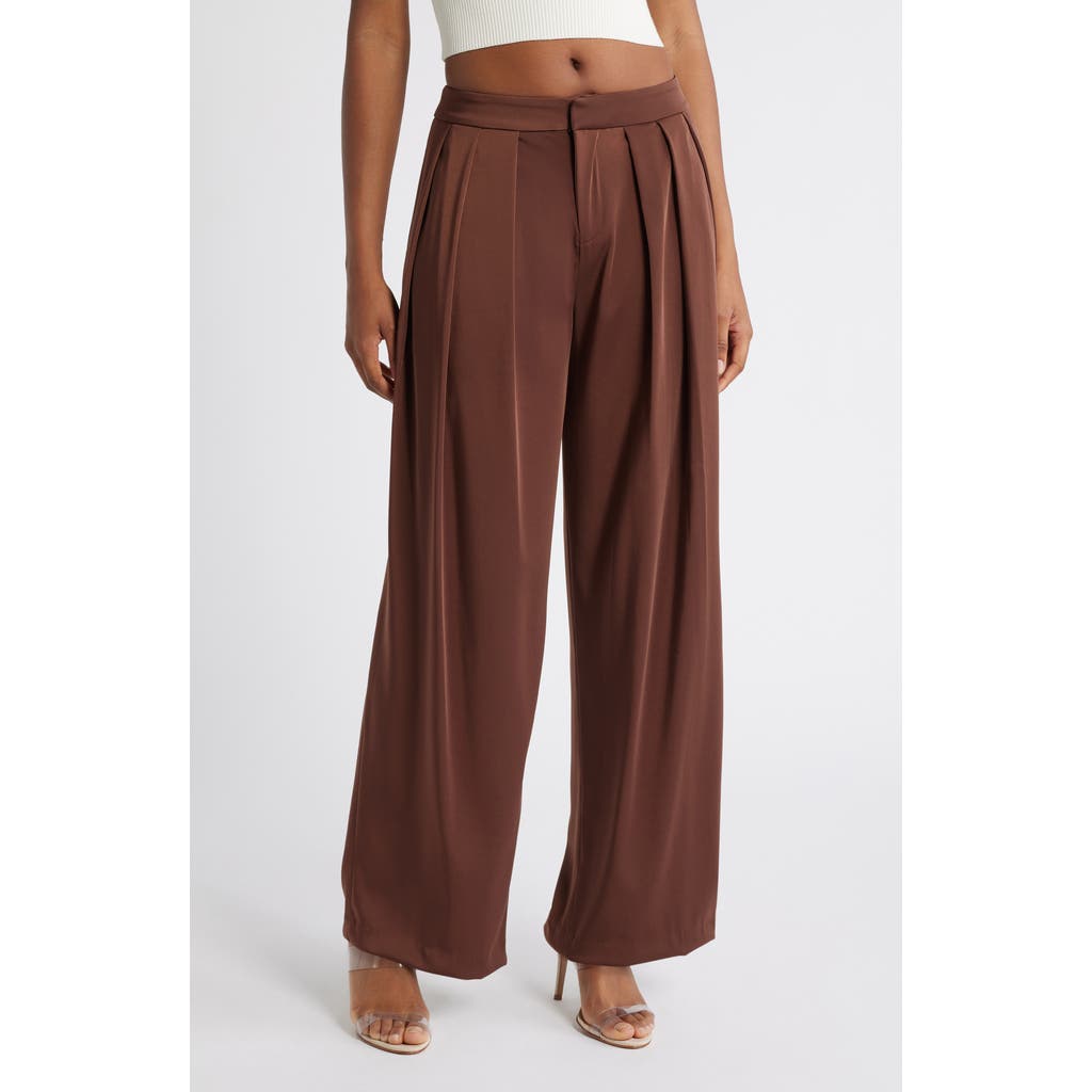Mistress Rocks Pleated Wide Leg Pants In Cocoa