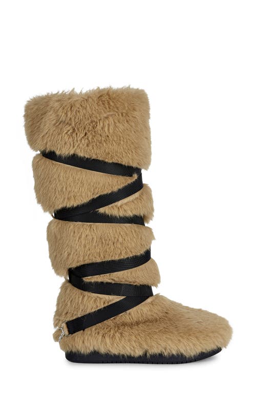 Shop Azalea Wang Tzila Faux Fur Knee High Boot In Tan