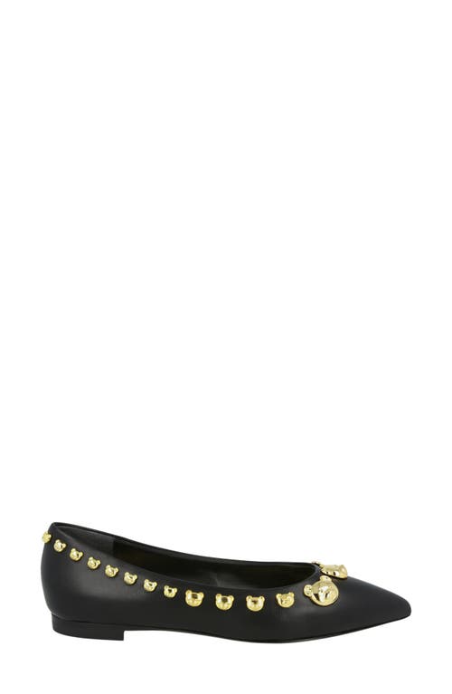 Moschino Teddy Stud Flats In Black