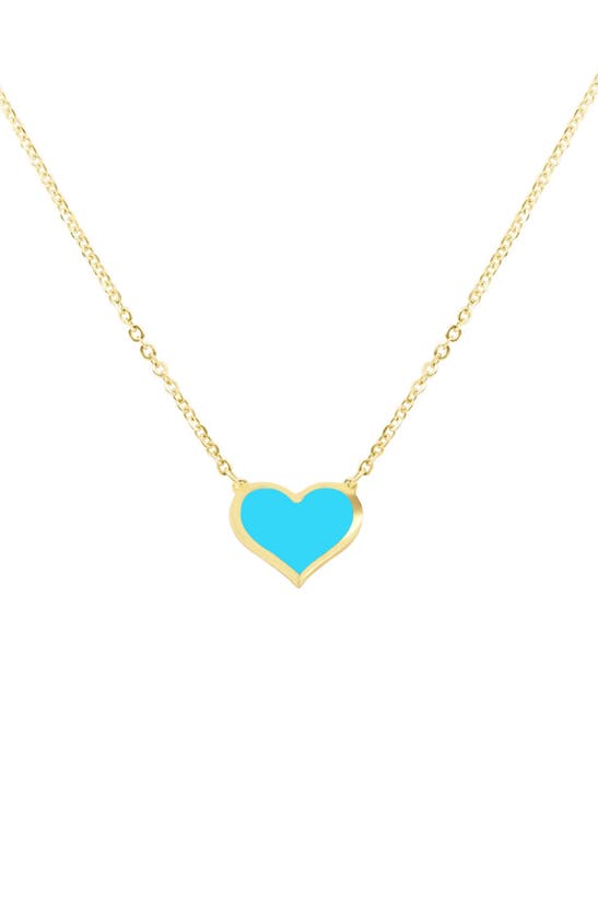 House Of Frosted Heart Pendant Necklace In Gold/ Turquoise