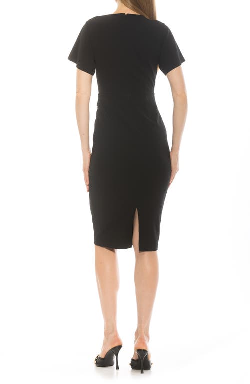 Alexia Admor Clara Crewneck Draped Sheath Dress In Black