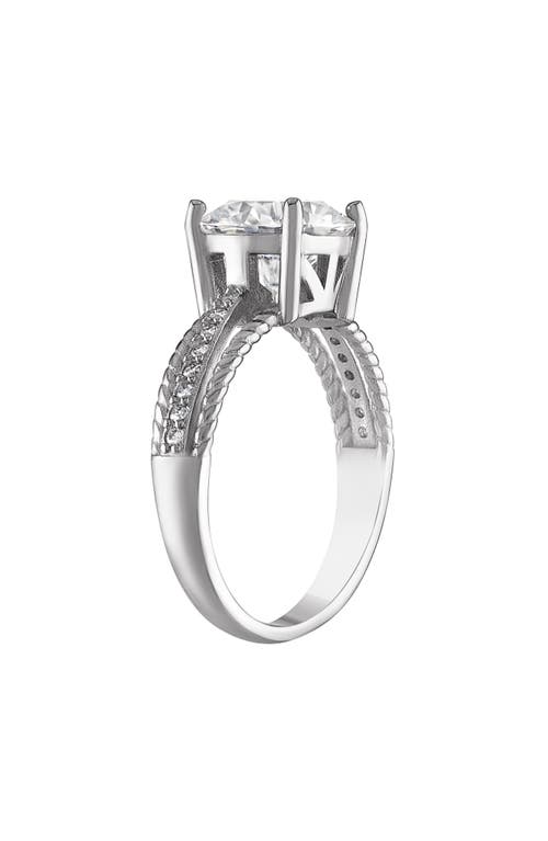 Fzn Sterling Silver Created Moissanite Engagement Ring In Silver