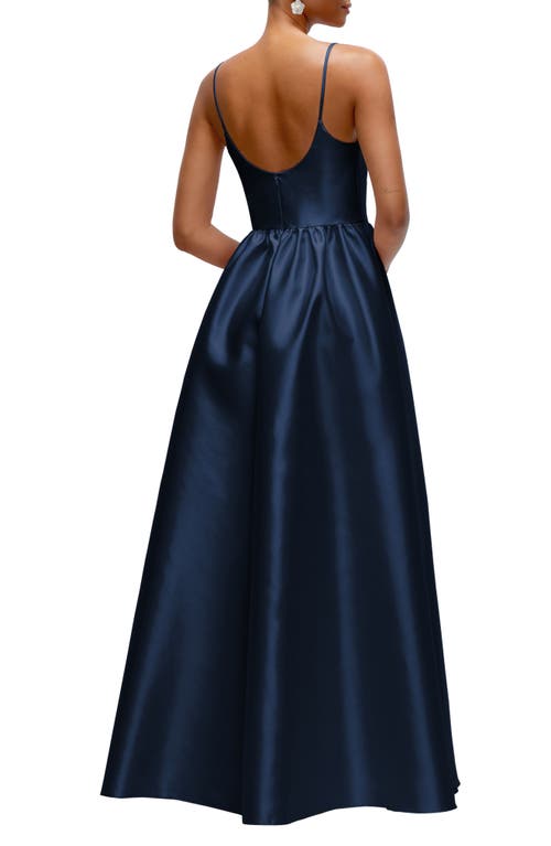 Dessy Collection Sleeveless Satin Gown In Midnight