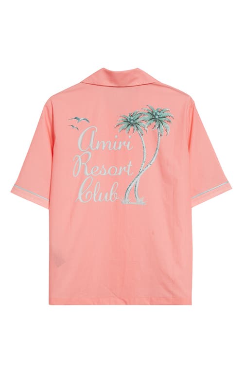 Shop Amiri Rest Club Embroidered Button-up Shirt In Flamingo Pink