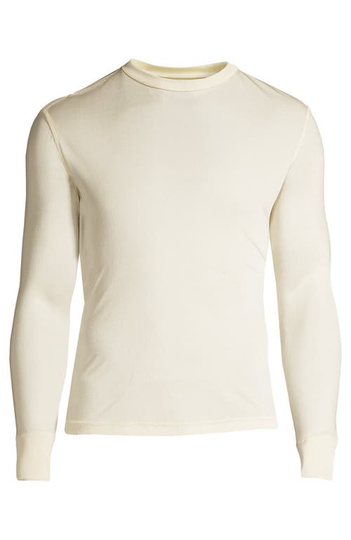 Shop Lands' End Silk Long Underwear Crew Neck In Ecru