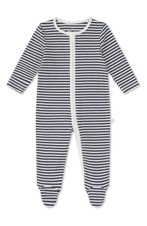 MORI MORI RIB FITTED ONE-PIECE FOOTED PAJAMAS 