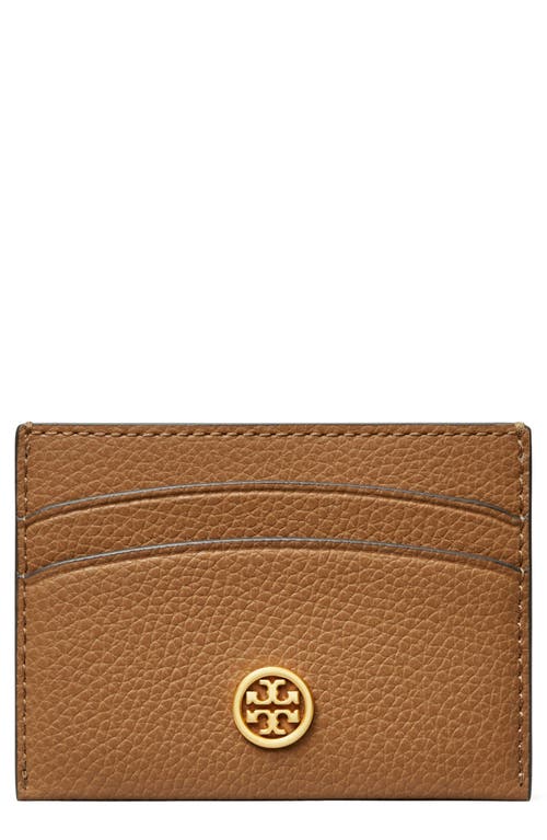 Shop Tory Burch Robinson Pebble Leather Card Case In Tigers Eye