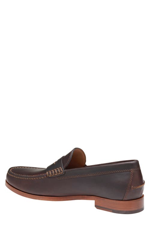 Shop Johnston & Murphy Baldwin Penny Loafer In Dark Brown English Full Grain