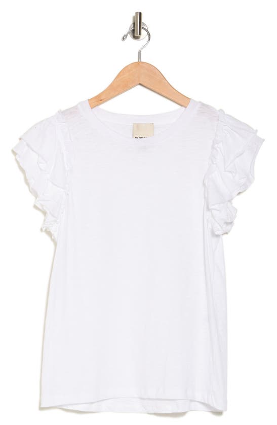 Industry Republic Clothing Double Flutter Sleeve Cotton Top In White