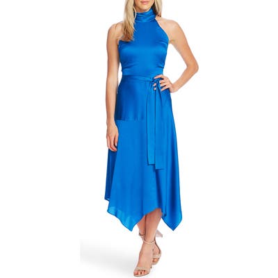 Vince Camuto Hammer Satin Sleeveless Midi Dress, Blue