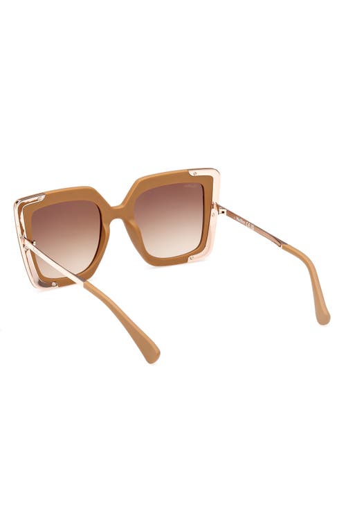 Shop Max Mara Square Sunglasses In Matte Pink/gradient Brown