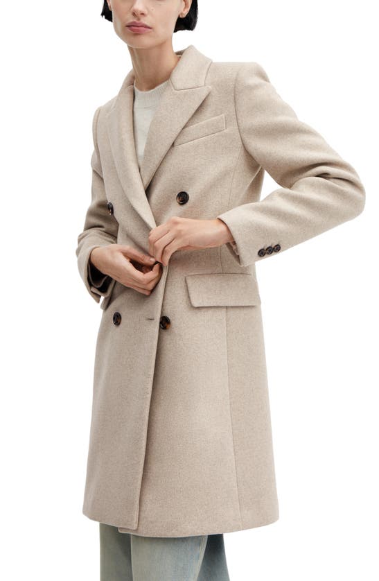 Shop Mango Double Breasted Coat In Light/pastel Grey