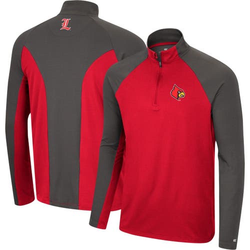 Men's Colosseum Red/Charcoal Louisville Cardinals Two Yutes Raglan Quarter-Zip Windshirt