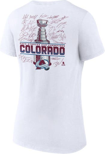 Lids Colorado Avalanche Majestic Threads Women's 2022 Stanley Cup Champions  Striped V-Neck T-Shirt- White