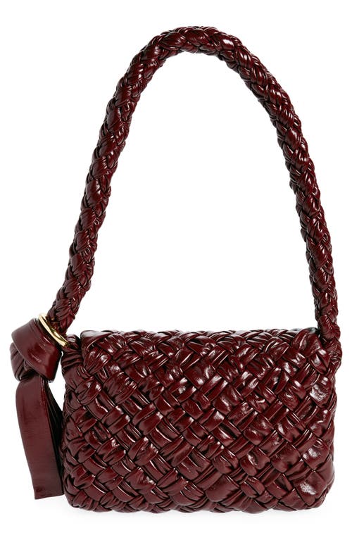 Shop Bottega Veneta Kalimero Intrecciato Leather Shoulder Bag In Barolo/m Brass