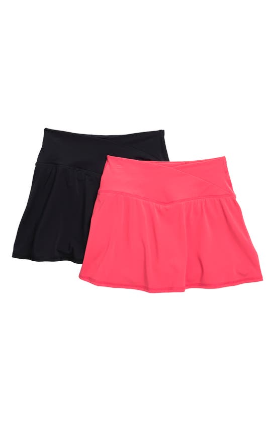90 Degree By Reflex Assorted 2-pack Airlux Crossfire Skorts In Paradise Pink/ Black