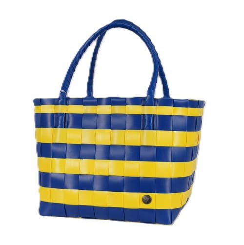Handed By Paris Spirit Recycled Tote Bags In Cobalt Blue/sunshine Yellow