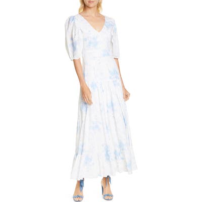 Loveshackfancy Lenny Watercolor Floral Maxi Dress, Grey