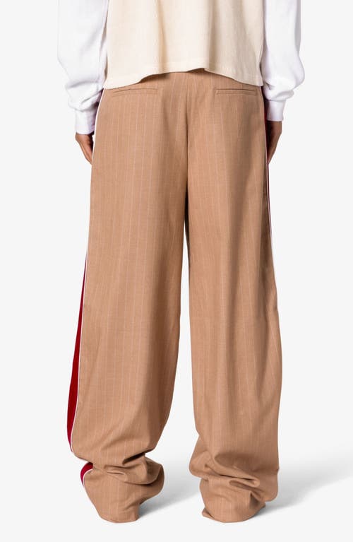 Shop Mnml Pinstripe Velveteen Accent Pants In Tan