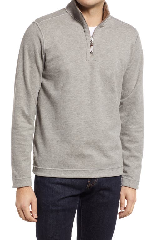 Shop Johnston & Murphy Reversible Quarter Zip Pullover In Oatmeal/light Gray