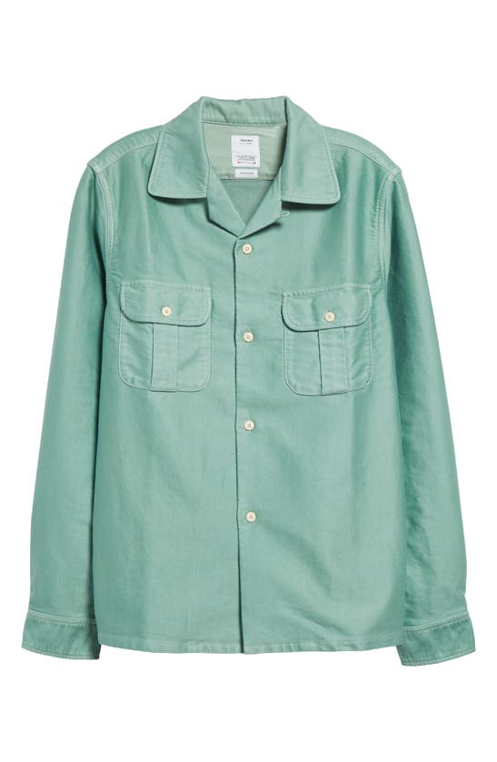 Shop Visvim Keesey G.s. Long Sleeve Cotton Sateen Camp Shirt In Light Green