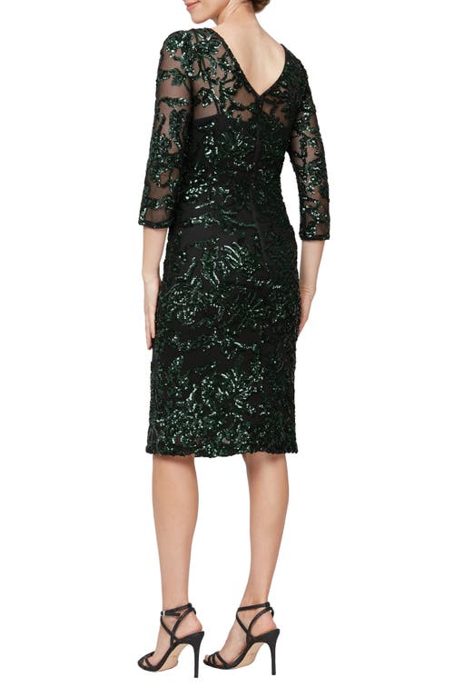 Shop Alex Evenings Sequin Sheath Cocktail Dress In Black/green