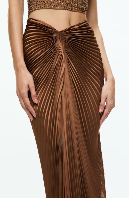 Shop Alice And Olivia Alice + Olivia Odelia Pleated Asymmetric Hem Skirt In Camel