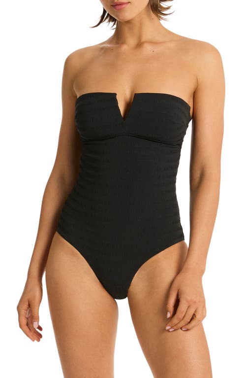 Shop Sea Level Palisades V-wire One-piece Swimsuit In Black